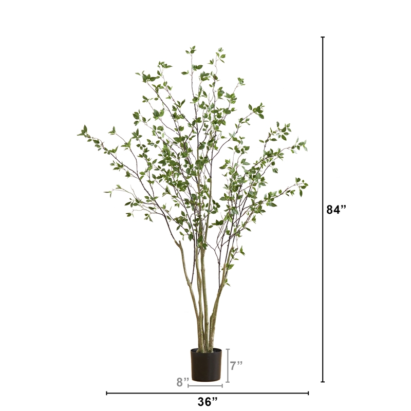 Nearly Natural 7ft Minimalist Citrus Artificial Tree in Green