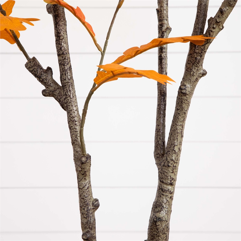 Nearly Natural 6ft Autumn Oak Artificial Fall Tree in Orange