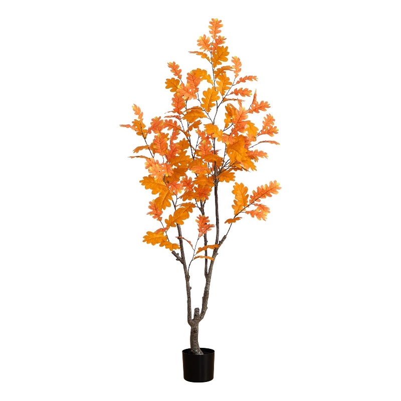 Nearly Natural 6ft Autumn Oak Artificial Fall Tree in Orange
