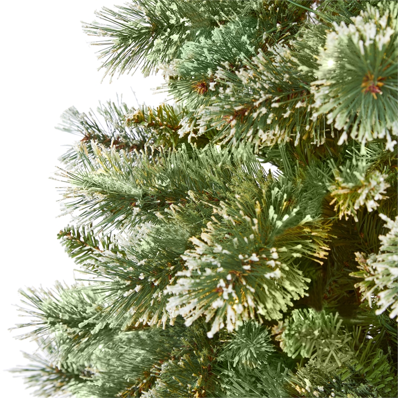 Nearly Natural 7ft Wisconsin Slim Snow Tip Pine Green Christmas Tree
