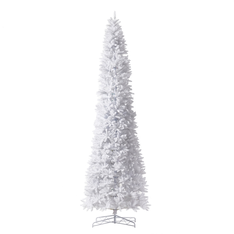 Nearly Natural 13ft Slim White Christmas Tree with 1350 Warm White LED Lights
