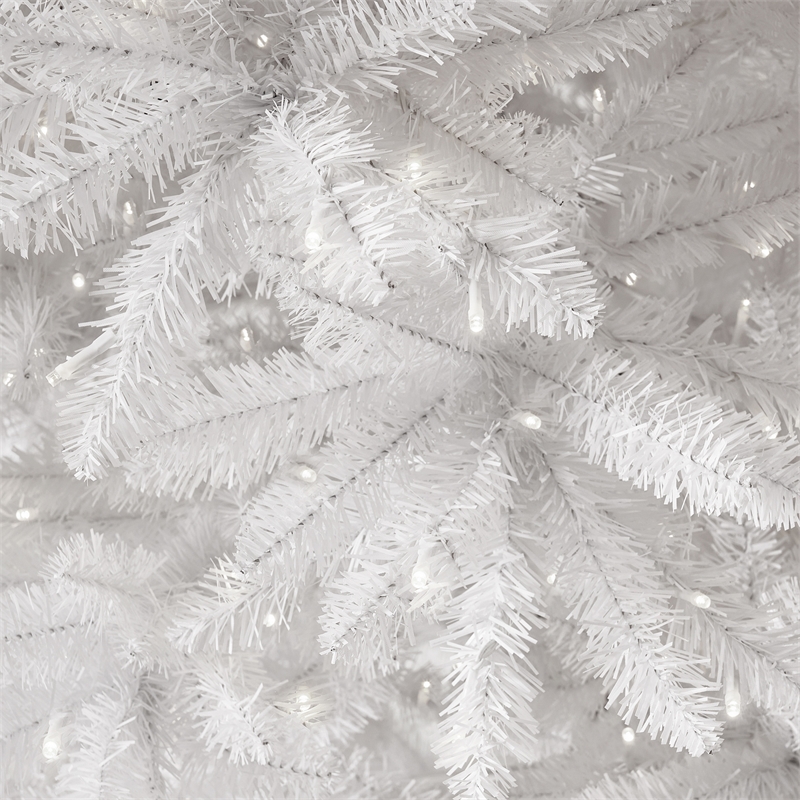 Nearly Natural 13ft Slim White Christmas Tree with 1350 Warm White LED Lights