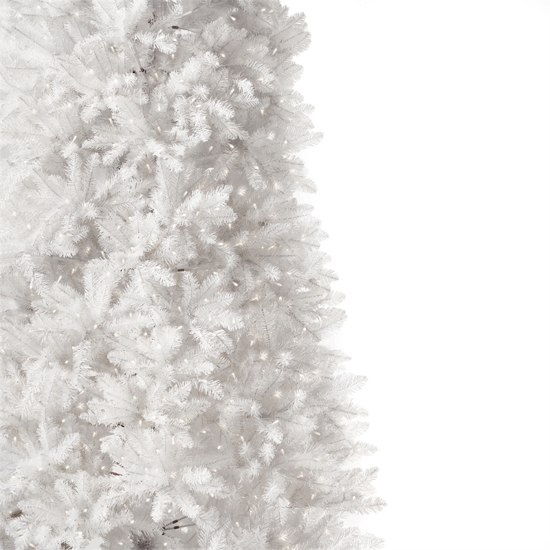 Nearly Natural 13ft Slim White Christmas Tree with 1350 Warm White LED Lights