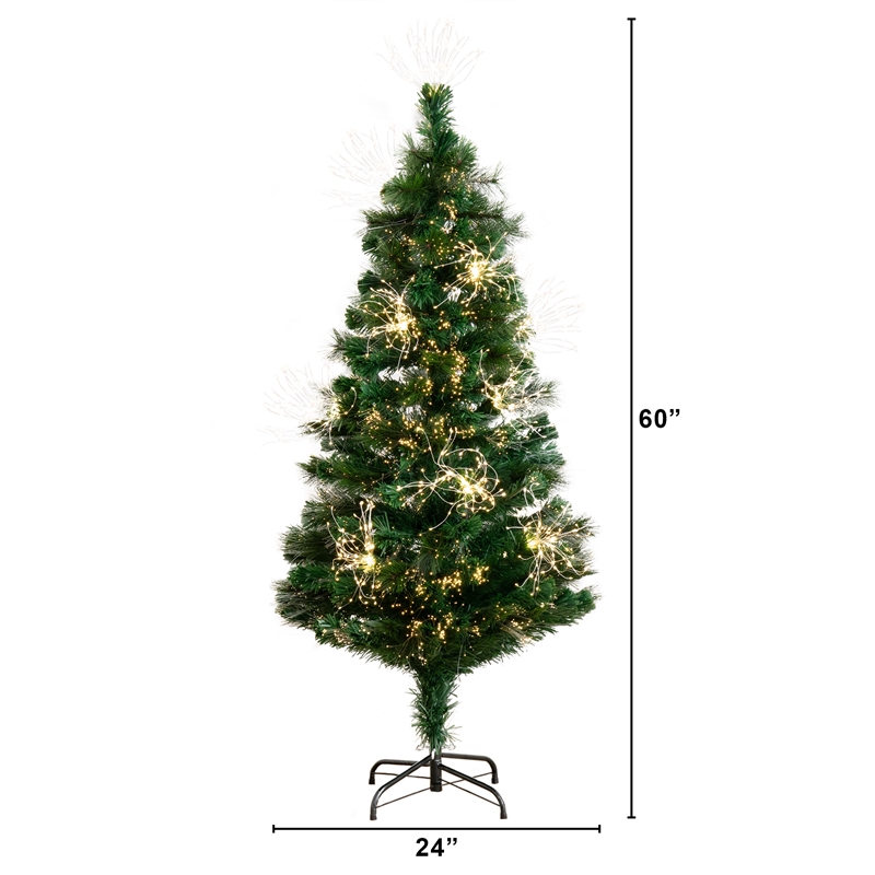 Nearly Natural 5ft Pre-Lit Fiber Optic Christmas Tree w/ 146 Warm White LED