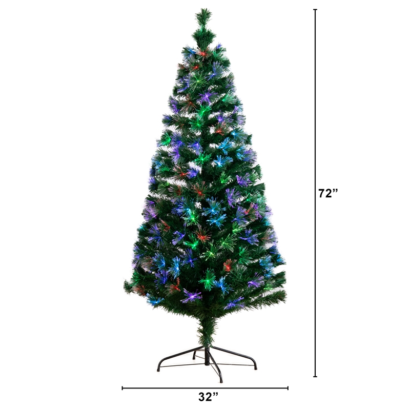 Nearly Natural 6ft Pre-Lit Fiber Optic Christmas Tree w/220 LED and Remote