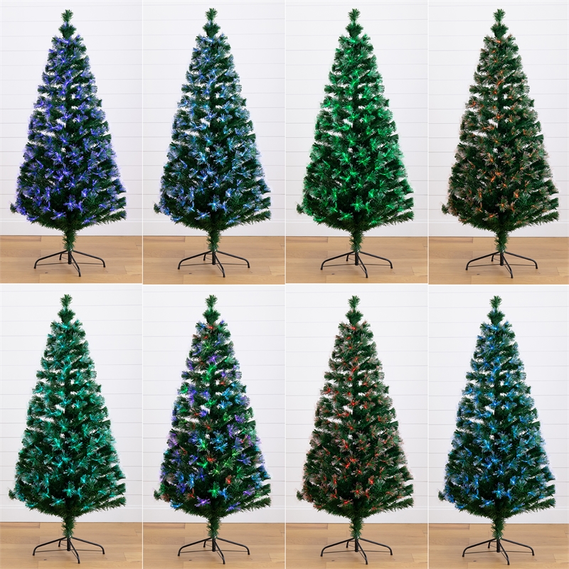 Nearly Natural 6ft Pre-Lit Fiber Optic Christmas Tree w/220 LED and Remote