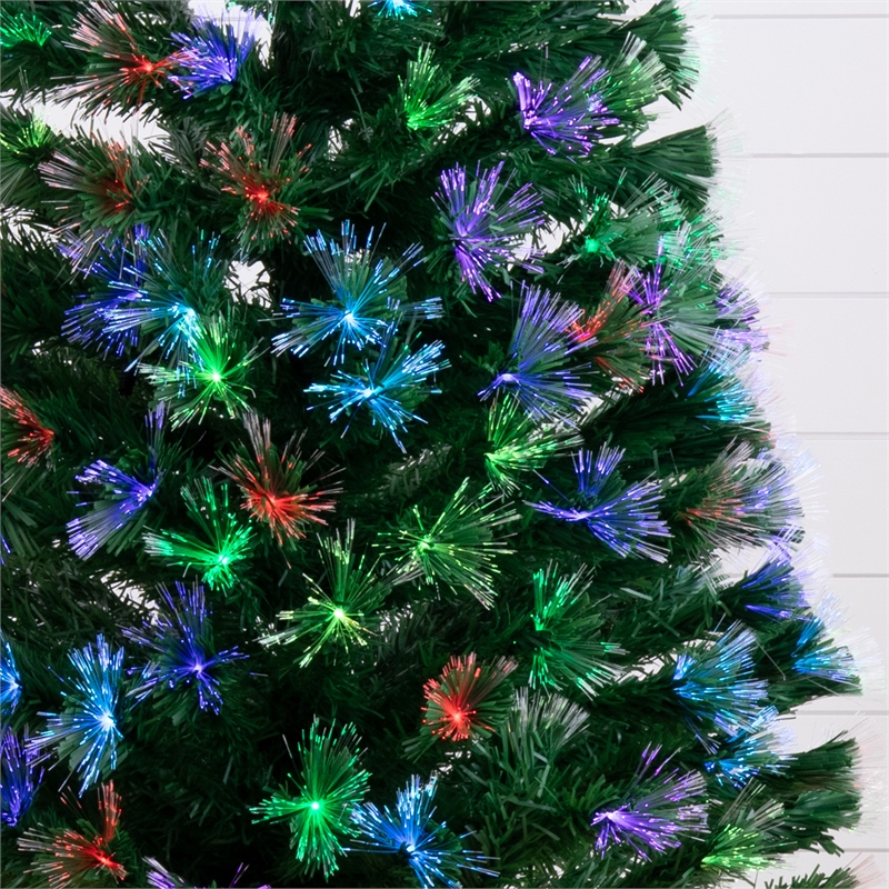 Nearly Natural 6ft Pre-Lit Fiber Optic Christmas Tree w/220 LED and Remote