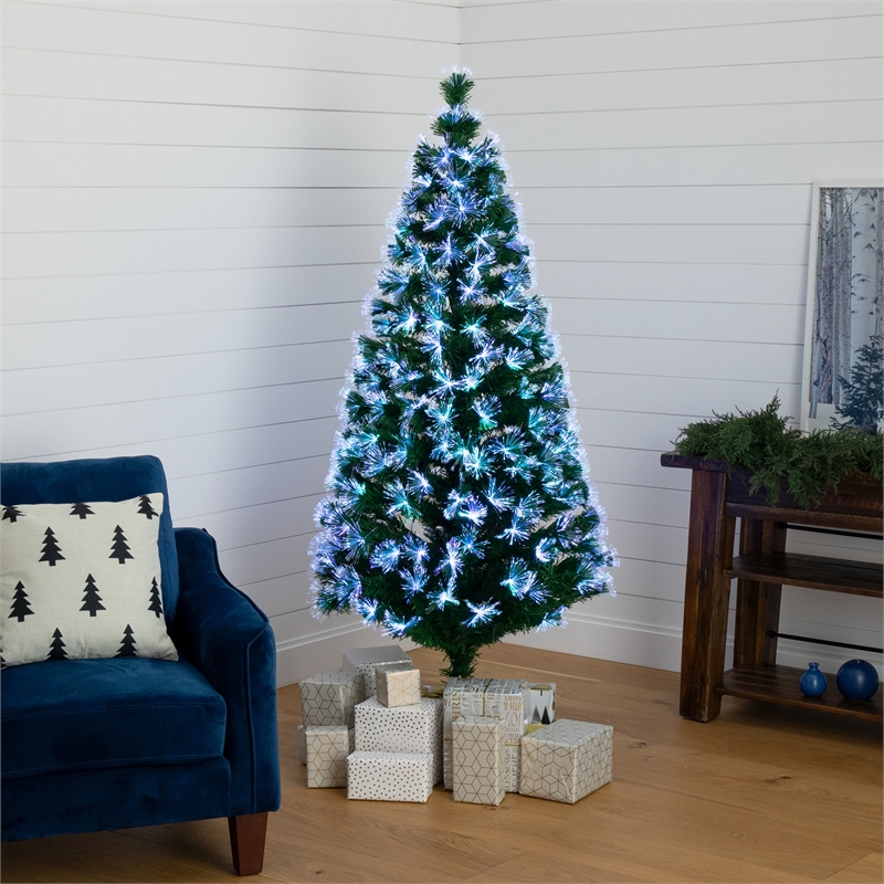 Nearly Natural 6ft Pre-Lit Fiber Optic Christmas Tree w/220 LED and Remote