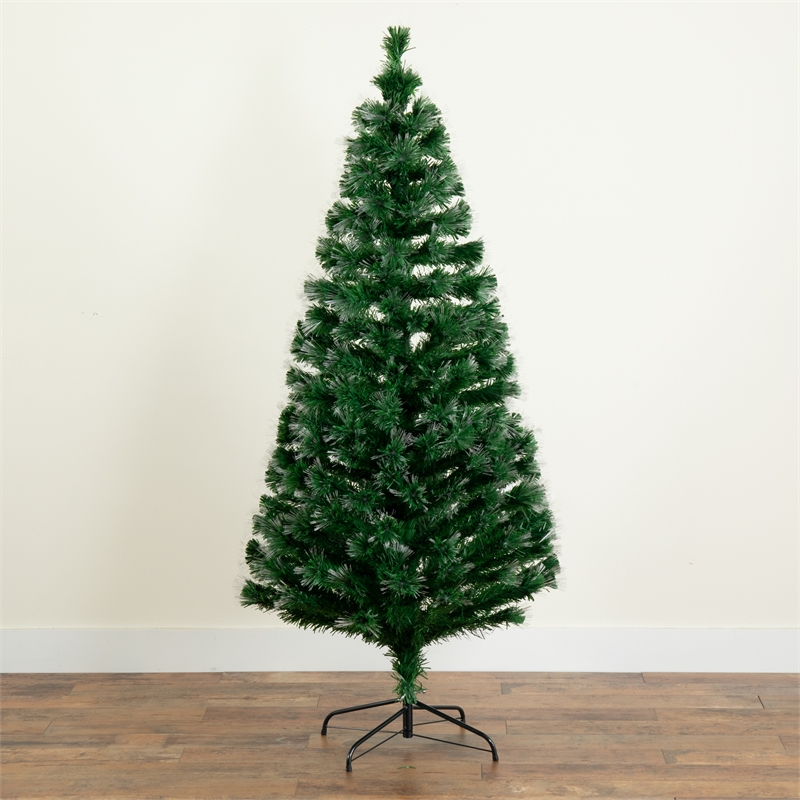 Nearly Natural 6ft Pre-Lit Fiber Optic Christmas Tree w/220 LED and Remote