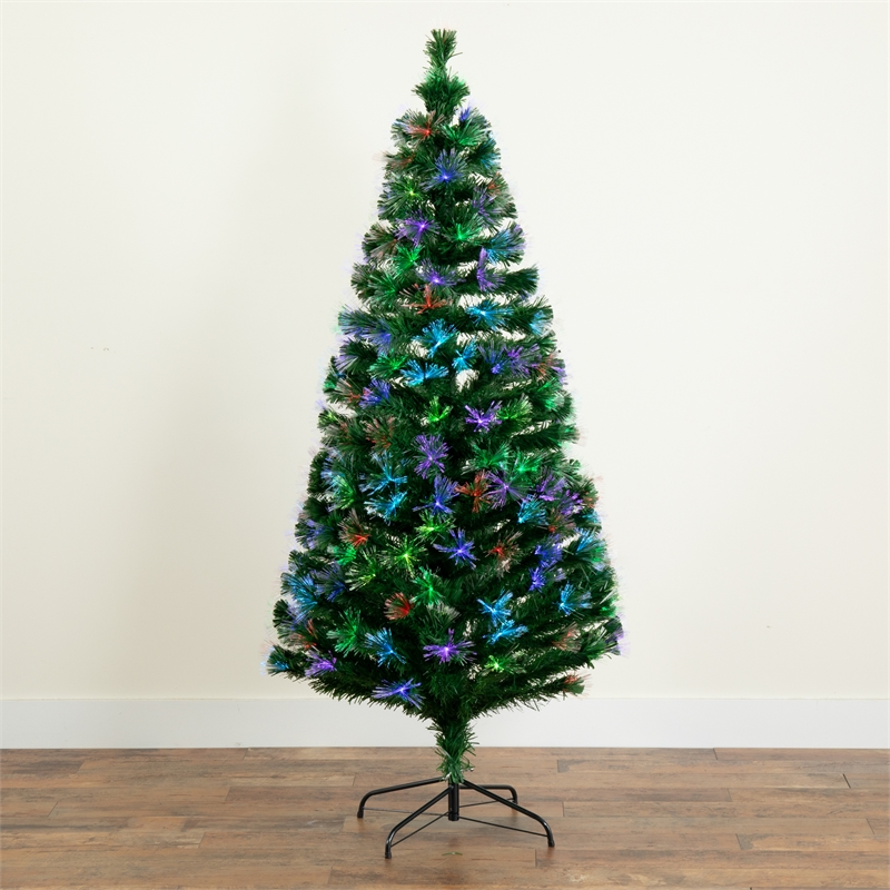 Nearly Natural 6ft Pre-Lit Fiber Optic Christmas Tree w/220 LED and Remote