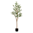 Nearly Natural 5ft Artificial Olive Tree with Natural Trunk in Green