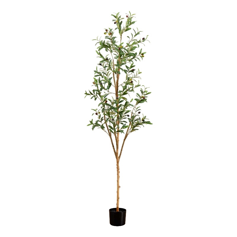 Nearly Natural 6ft Artificial Olive Tree with Natural Trunk in Green