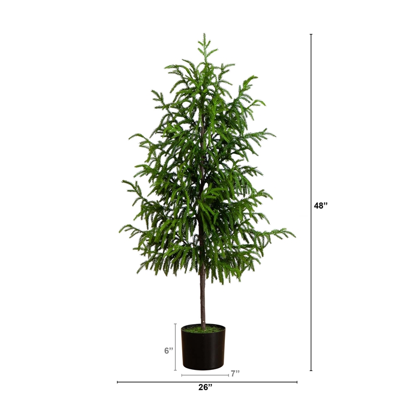 Nearly Natural 4ft Artificial Norfolk Pine Tree in Green