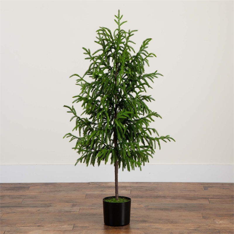 Nearly Natural 4ft Artificial Norfolk Pine Tree in Green