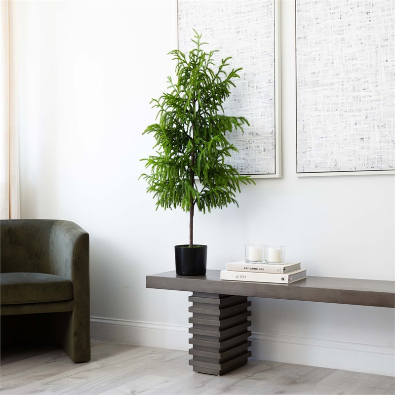 Nearly Natural 4ft Artificial Norfolk Pine Tree in Green