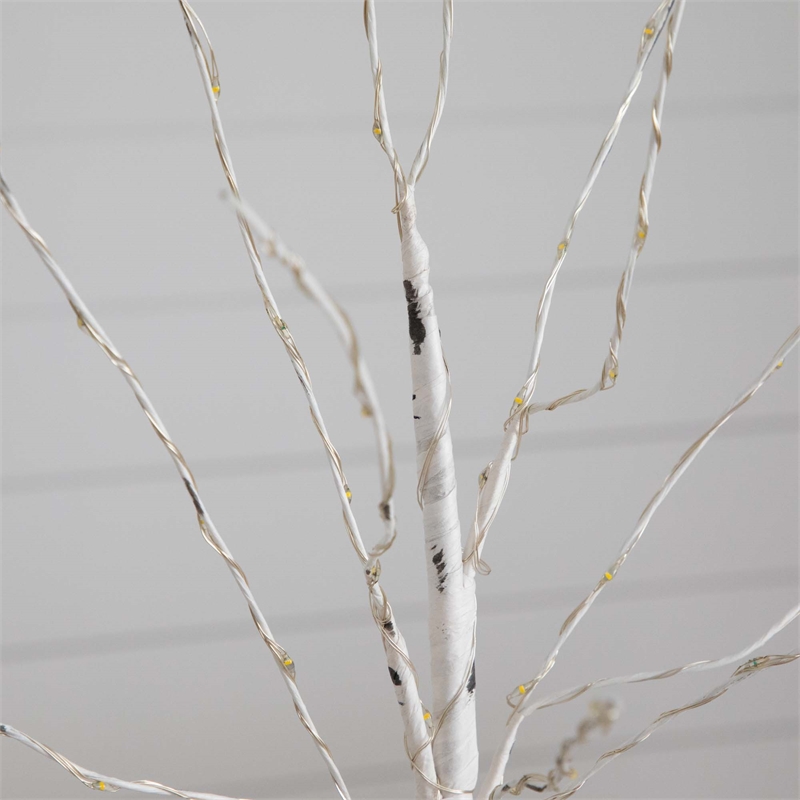Nearly Natural 2ft Pre-Lit Artificial White Birch Tree with 60 Warm White LED
