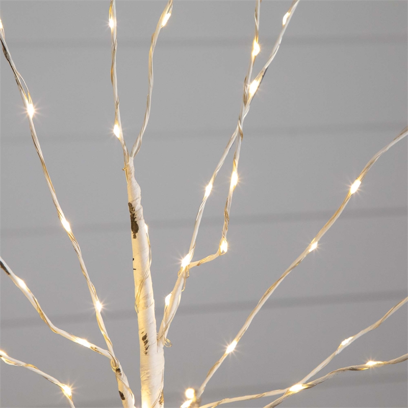 Nearly Natural 2ft Pre-Lit Artificial White Birch Tree with 60 Warm White LED