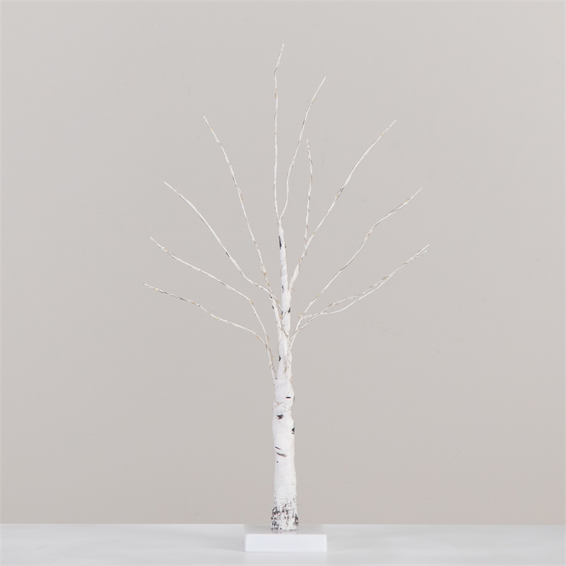 Nearly Natural 2ft Pre-Lit Artificial White Birch Tree with 60 Warm White LED