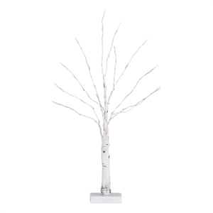 Nearly Natural 2ft Pre-Lit Artificial White Birch Tree with 60 Warm White LED