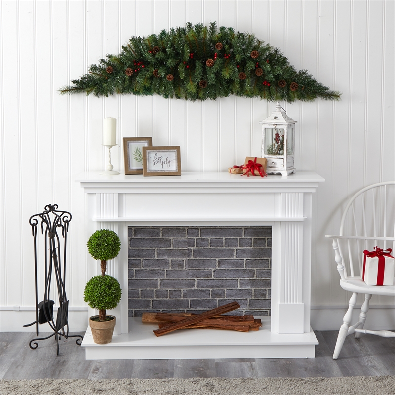 Nearly Natural 6ft Artificial Christmas Swag with 50 LED Lights in Green