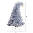 Nearly Natural 5ft Silver Tinsel Holiday Santa'sHat Christmas Tree w/Star Topper