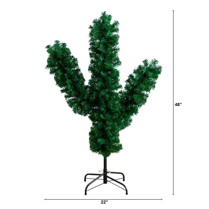 Nearly Natural 4ft Artificial Cactus Green Christmas Tree