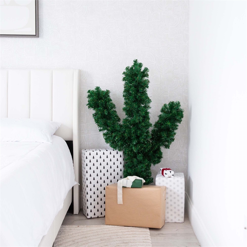 Nearly Natural 4ft Artificial Cactus Green Christmas Tree