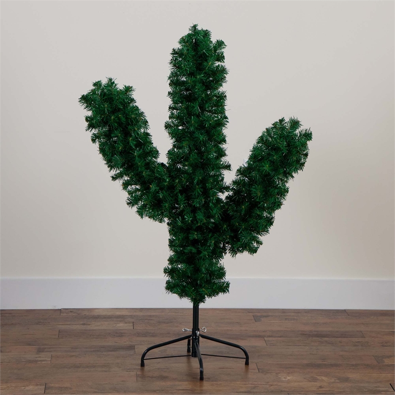 Nearly Natural 4ft Artificial Cactus Green Christmas Tree