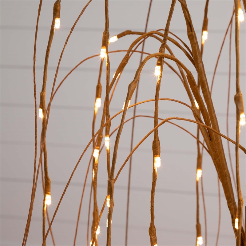 Nearly Natural 4ft Pre-Lit Artificial Willow Tree w/ 120 Warm White LED Lights