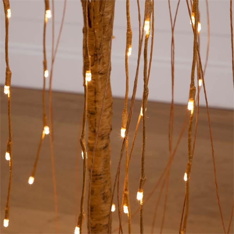 Nearly Natural 4ft Pre-Lit Artificial Willow Tree w/ 120 Warm White LED Lights
