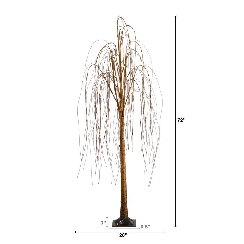Nearly Natural 6ft Pre-Lit Artificial Willow Tree with 160 Warm White LED Lights