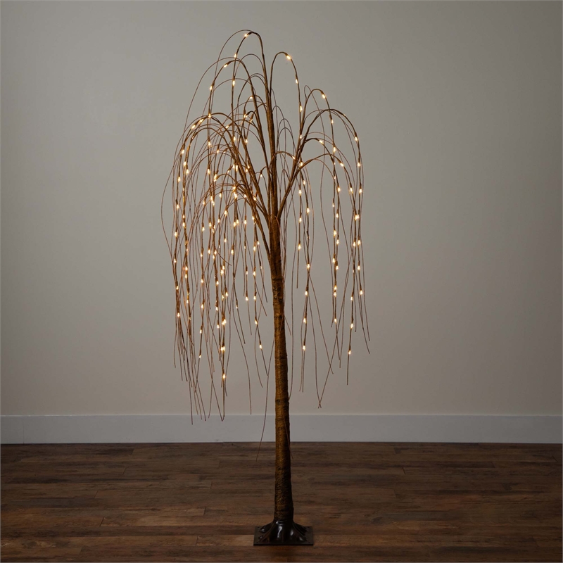 Nearly Natural 6ft Pre-Lit Artificial Willow Tree with 160 Warm White LED Lights