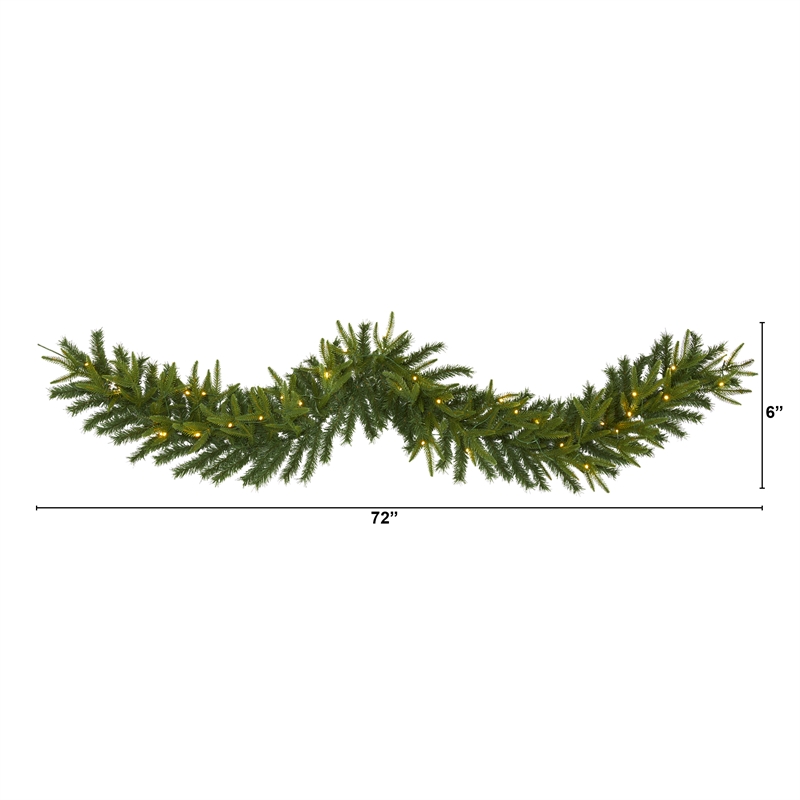 Nearly Natural 6ft Green Pine Artificial Christmas Garland w/35 Clear LED Lights