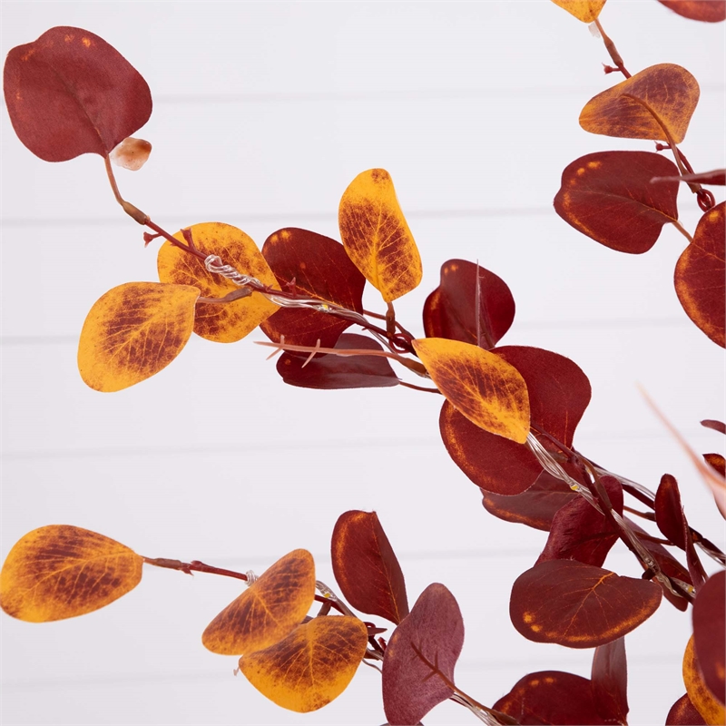 Nearly Natural 4ft Pre-Lit Autumn Eucalyptus Fall Tree w/ 160 Warm White LED
