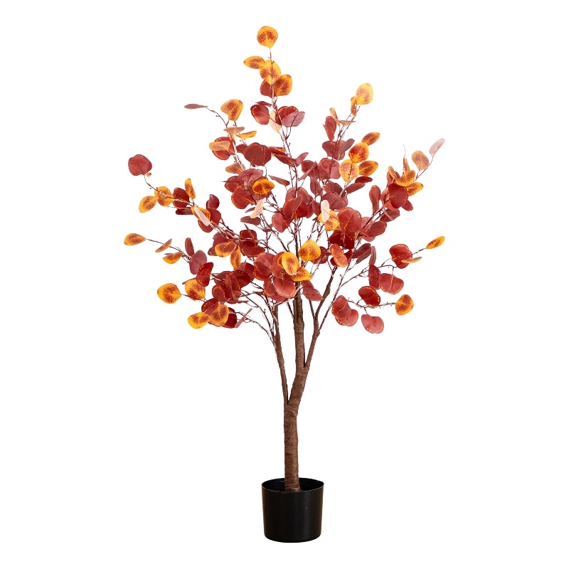 Nearly Natural 4ft Pre-Lit Autumn Eucalyptus Fall Tree w/ 160 Warm White LED
