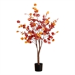 Nearly Natural 4ft Pre-Lit Autumn Eucalyptus Fall Tree w/ 160 Warm White LED