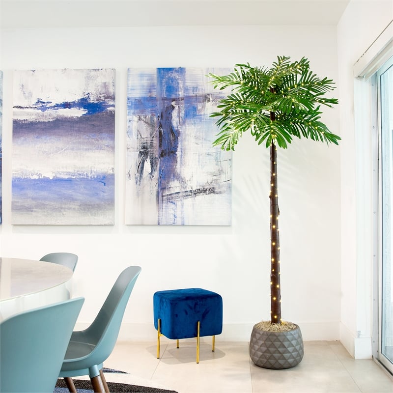 Nearly Natural 6ft UV Resistant Lighted Palm Tree with 206 Warm White LED Lights