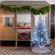 Nearly Natural 4ft Artificial Silver Christmas Tree with 130 Cool White LED