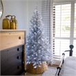 Nearly Natural 6ft Artificial Silver Christmas Tree with 300 Cool White LED
