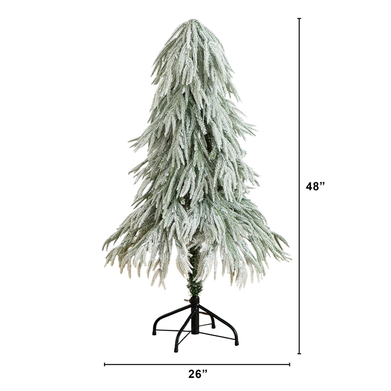 Nearly Natural 4ft Flocked Down Swept Christmas Tree with 110 LED in White