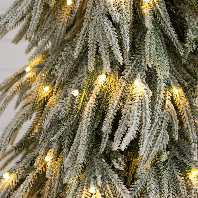 Nearly Natural 4ft Flocked Down Swept Christmas Tree with 110 LED in White