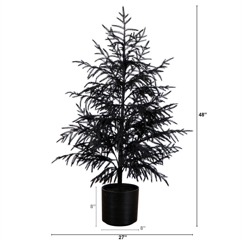 Nearly Natural 4ft Halloween Real Touch Black Norfolk Pine Christmas Tree