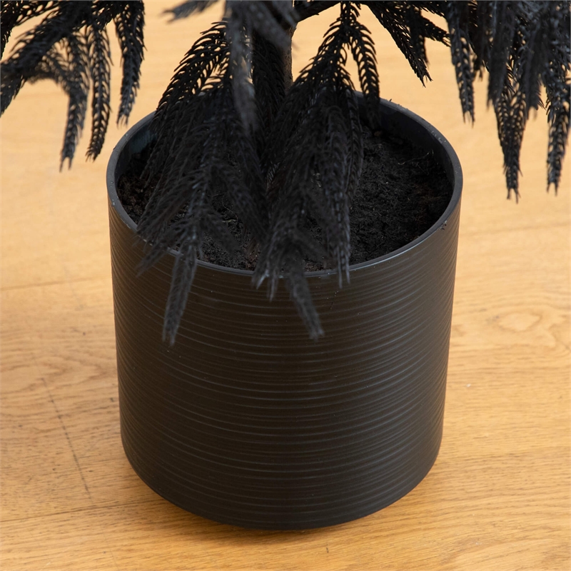 Nearly Natural 4ft Halloween Real Touch Black Norfolk Pine Christmas Tree