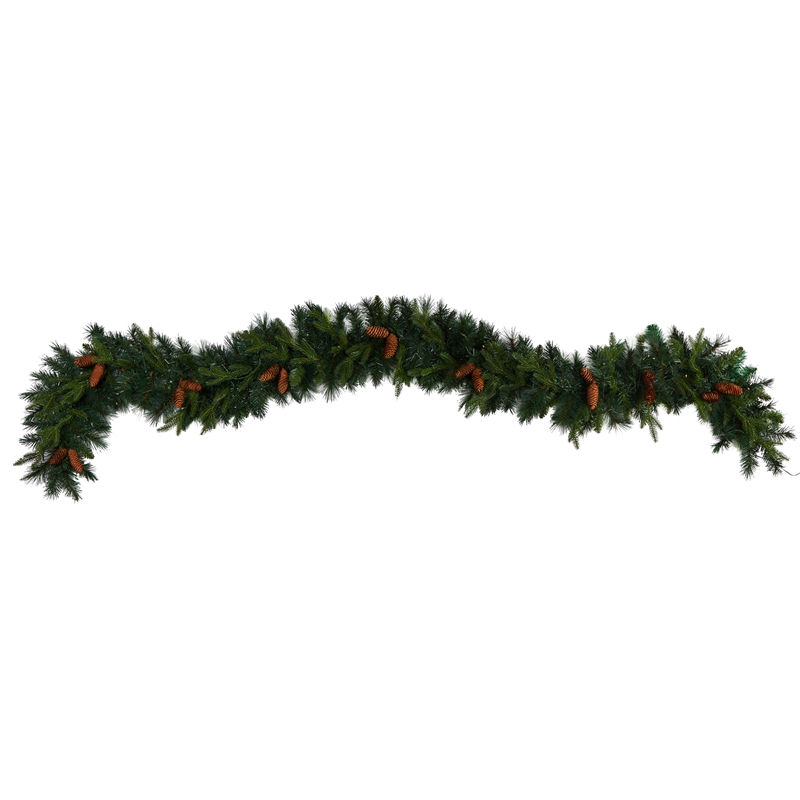 Nearly Natural 9ft Mixed Pines & Pinecones Extra Wide Christmas Garl
