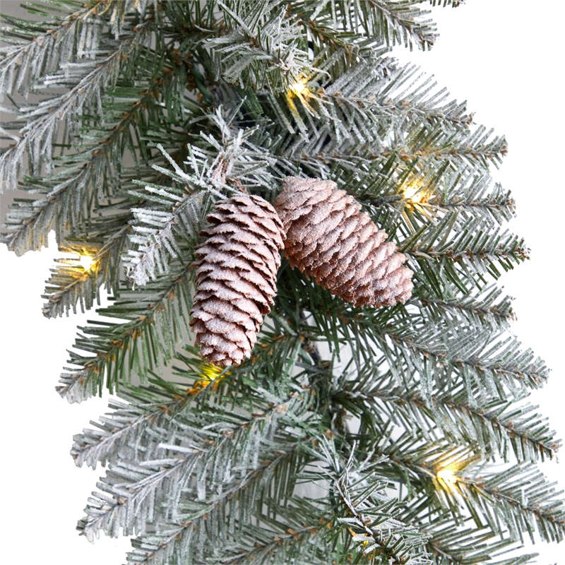Nearly Natural 3ft Holiday Christmas Geometric Diamond Frosted Wreath w/Pinecone
