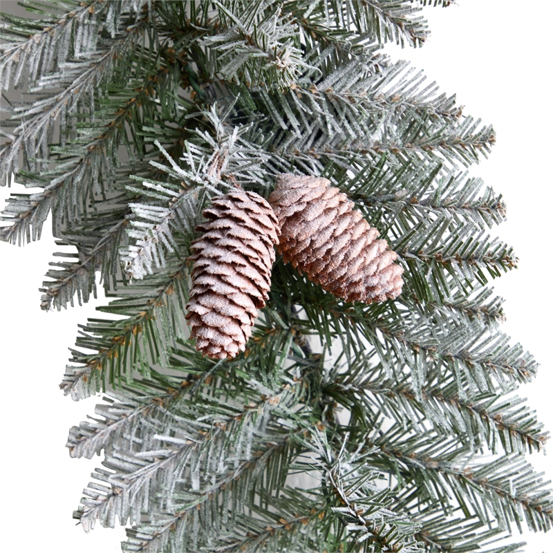 Nearly Natural 3ft Holiday Christmas Geometric Diamond Frosted Wreath w/Pinecone