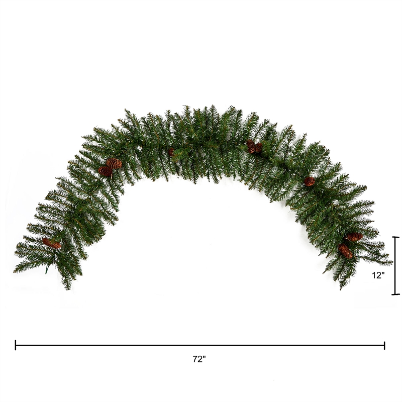 Nearly Natural 6ft Mixed Alaskan Pines Christmas Garland 50 Warm White LED Light