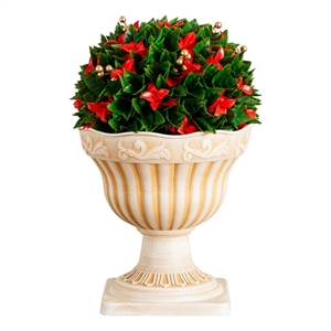 Nearly Natural 22&quot UV Resistant Red Tip Photinia Christmas Ball in Planter