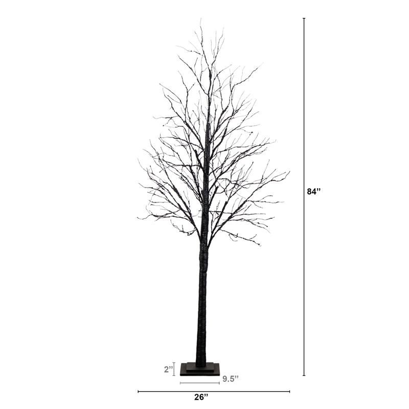 Nearly Natural 7ft Pre-Lit Halloween Black Twig Tree w/ 390 LED