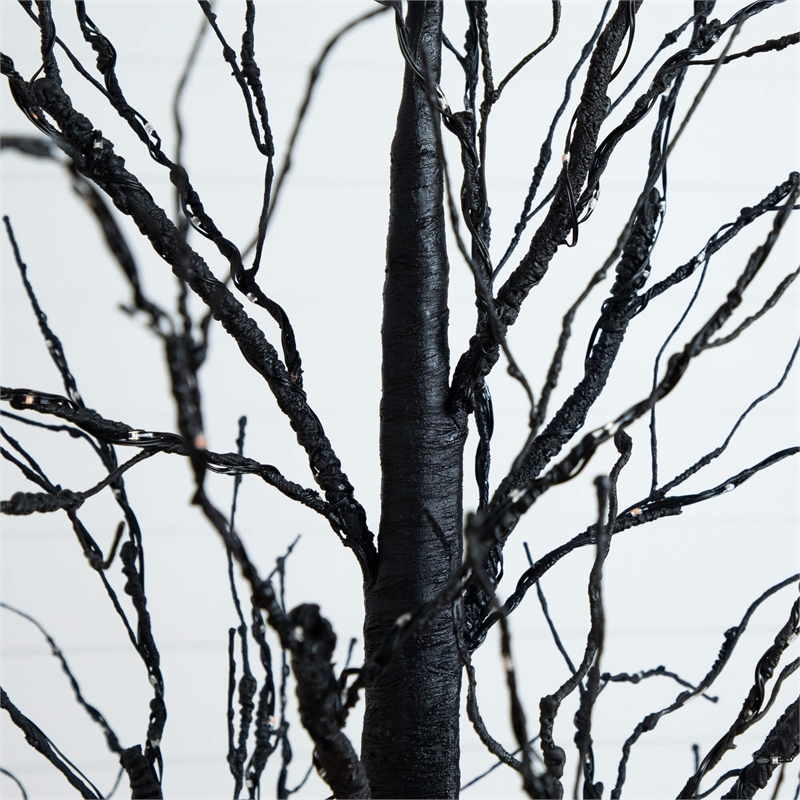 Nearly Natural 7ft Pre-Lit Halloween Black Twig Tree w/ 390 LED